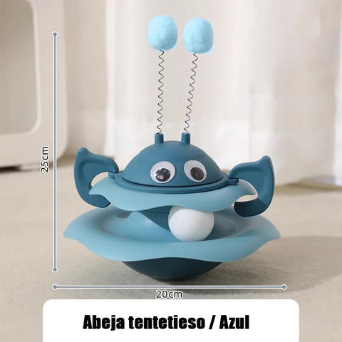 Trompo Interactivo 360° para Gatos, Bola Oscilante y Pista Deslizante Antivuelco