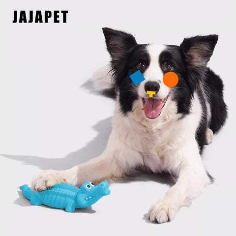 Juguete Cocodrilo de Goma con Sonido — Súper Resistente a Mordidas, Agradable Aroma a Carne