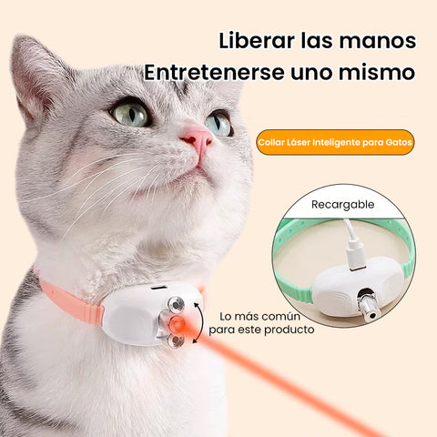 Collar Láser Inteligente para Gatos: Recargable, 2 Modos y Uso Manual | ¡Adiós al Aburrimiento!