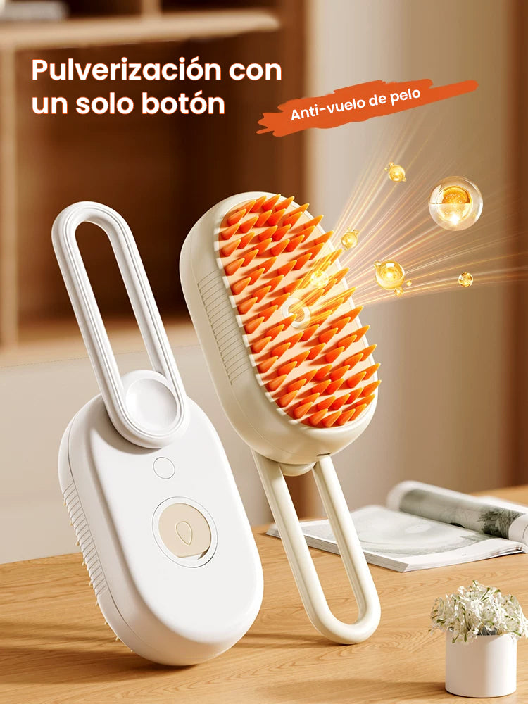 Cepillo 3 en 1 de Nano-Spray para Mascotas: Limpieza, Masaje y Deslanado Profesional