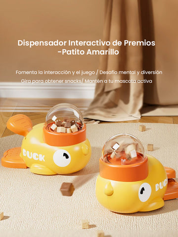 Dispensador de Comida Interactivo "Patito Amarillo": Juguete Educativo para Perros y Gatos, Alivia el Aburrimiento y el Estrés