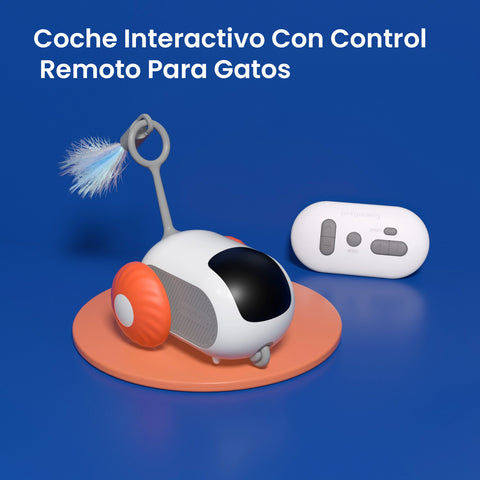 Coche de Juguete Inteligente para Gatos - Control Remoto y Modo Automático 2 en 1, Juguete Eléctrico Interactivo con Plumas