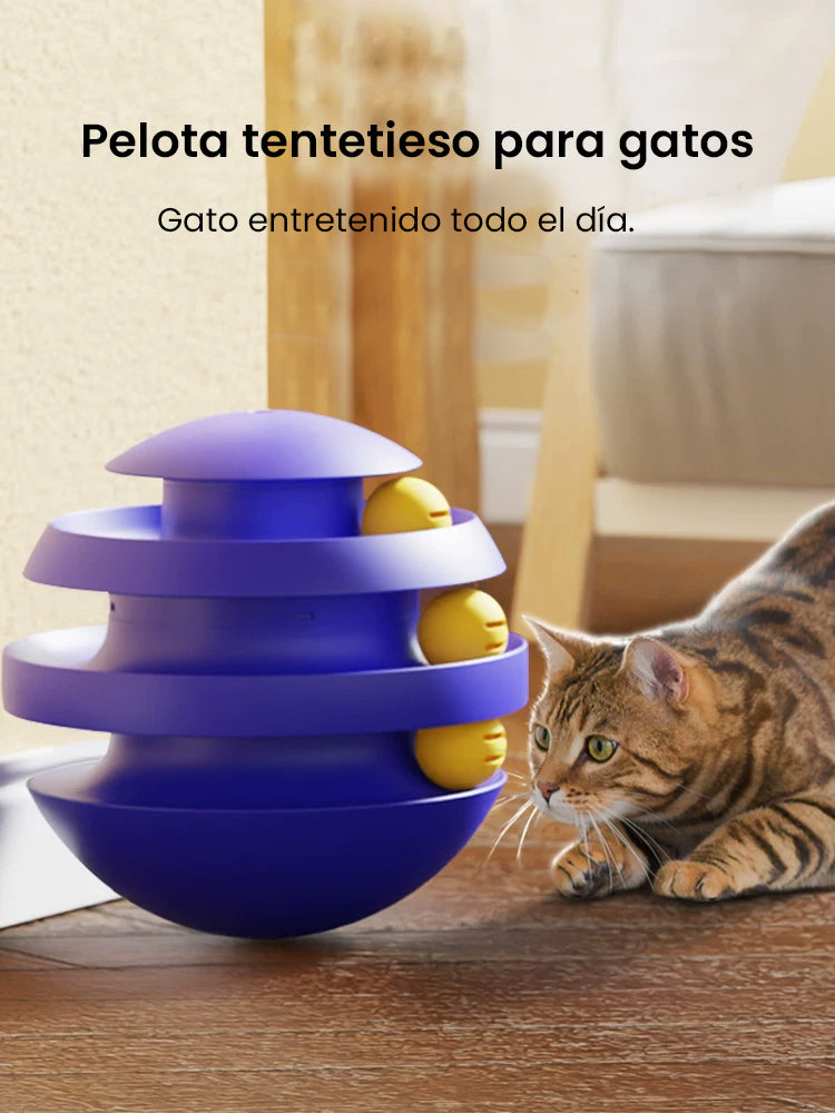 Juguete Tentetieso para Gatos: Diseño Esférico que Nunca se Cae - Diversión Giratoria de 3 Niveles