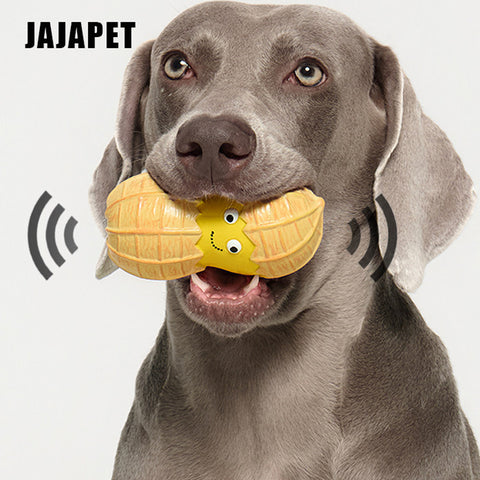 “Maní Sonriente” – Juguete de Látex Natural con Silbato para Perros