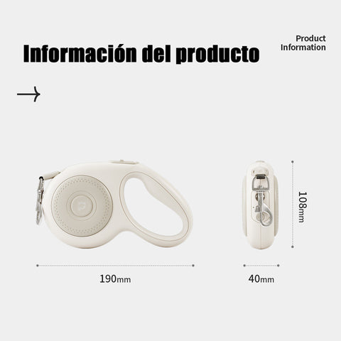 Correa Extensible 5 m con Luz LED y Cinta Reflectante, Soporta 50 kg