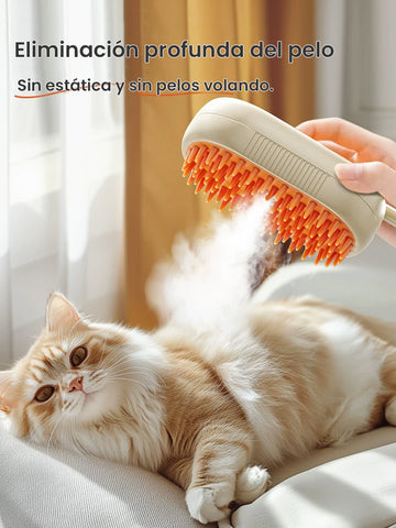 Cepillo 3 en 1 de Nano-Spray para Mascotas: Limpieza, Masaje y Deslanado Profesional
