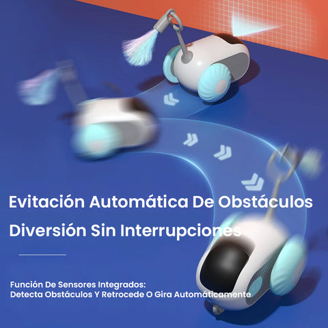 Coche de Juguete Inteligente para Gatos - Control Remoto y Modo Automático 2 en 1, Juguete Eléctrico Interactivo con Plumas
