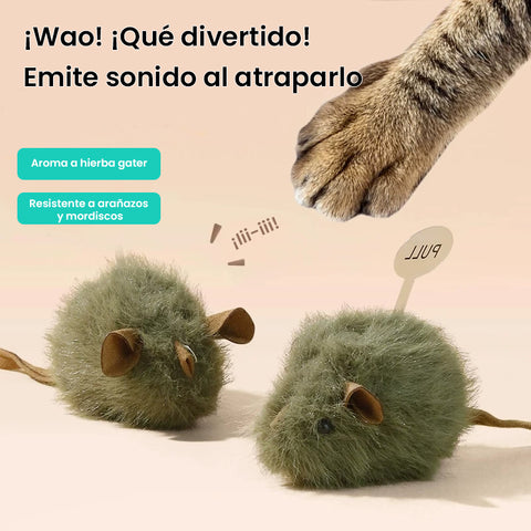 Ratón de Juguete Realista para Gatos: Interactivo, con Sensor de Sonido y Felpa Resistente