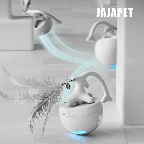 Pelota Giratoria Automática con Cola de Espina de Pescado Juguete Interactivo Inteligente para Gatos