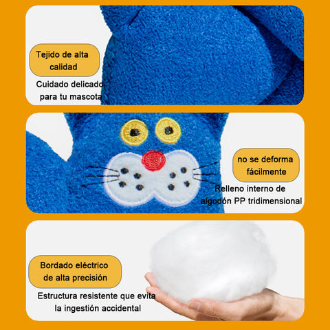 JAJAPET Juguete Interactivo 100 cm con Catnip, Campana y Papel Crujiente – Gato Azul Multiuso para Gatos y Perros