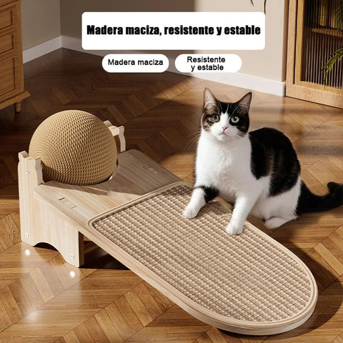 Rascador Multifuncional de Madera JAJAPET | Alfombra + Bola Sisal para Gatos