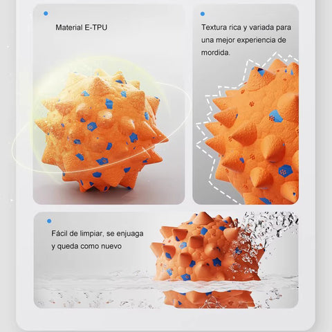 Pelota Indestructible E-TPU “Palomitas” para Perros Rebote Loco, Flotante y Limpieza Dental 360°