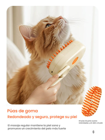 Cepillo 3 en 1 de Nano-Spray para Mascotas: Limpieza, Masaje y Deslanado Profesional
