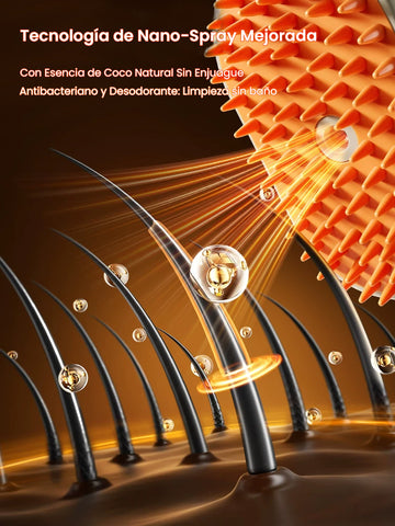 Cepillo 3 en 1 de Nano-Spray para Mascotas: Limpieza, Masaje y Deslanado Profesional