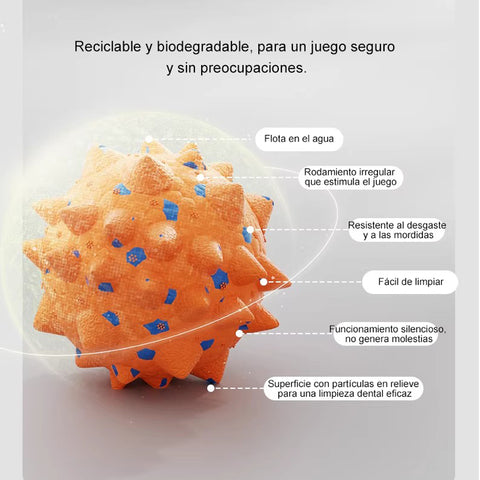 Pelota Indestructible E-TPU “Palomitas” para Perros Rebote Loco, Flotante y Limpieza Dental 360°