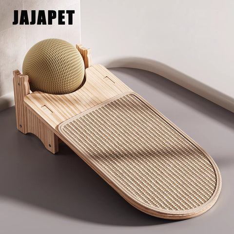 Rascador Multifuncional de Madera JAJAPET | Alfombra + Bola Sisal para Gatos