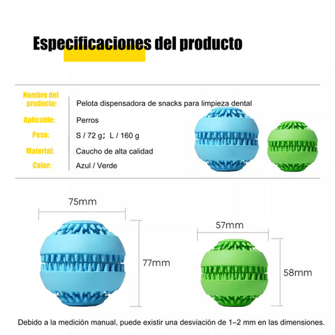 Pelota Dispensadora de Premios 2 en 1 — Limpieza Dental + Masticación Antiestrés para Perros