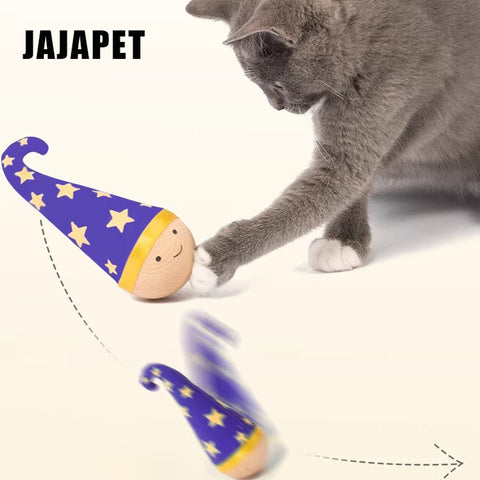 Muñeco Tentetieso de Haya con Catnip y Plumas JAJAPET | WobbleWood Interactivo para Gatos