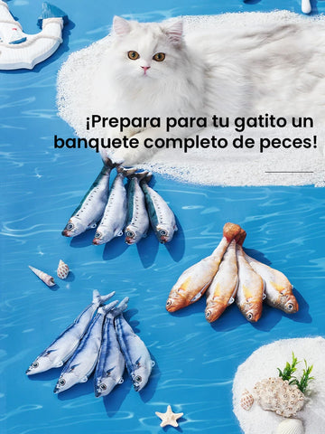 Pez Eléctrico Interactivo para Gatos - Juguete con Movimiento Biónico, Carga Type-C y Funda Lavable (Incluye Catnip)