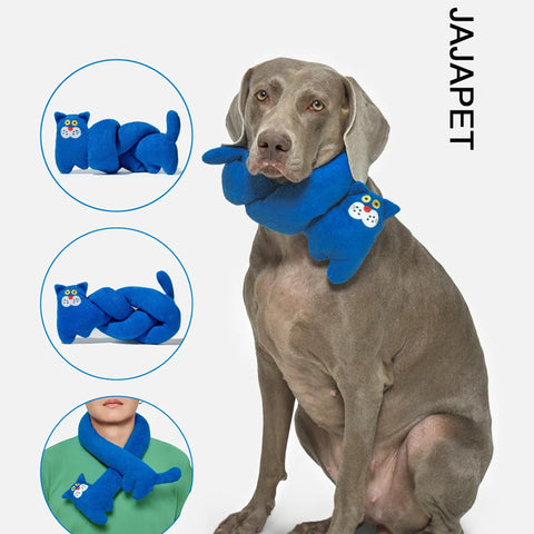 JAJAPET Juguete Interactivo 100 cm con Catnip, Campana y Papel Crujiente – Gato Azul Multiuso para Gatos y Perros