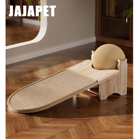 Rascador Multifuncional de Madera JAJAPET | Alfombra + Bola Sisal para Gatos