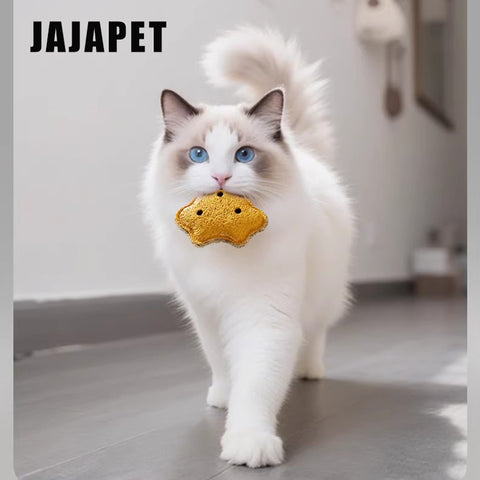 JAJAPET Juguetes Dentales de Lufa Natural para Gatos – Pack 3 (Donut, Brioche, Galleta)