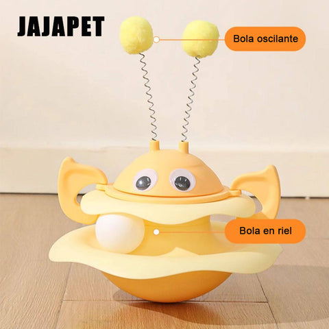 Trompo Interactivo 360° para Gatos, Bola Oscilante y Pista Deslizante Antivuelco