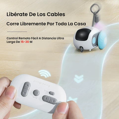 Coche de Juguete Inteligente para Gatos - Control Remoto y Modo Automático 2 en 1, Juguete Eléctrico Interactivo con Plumas
