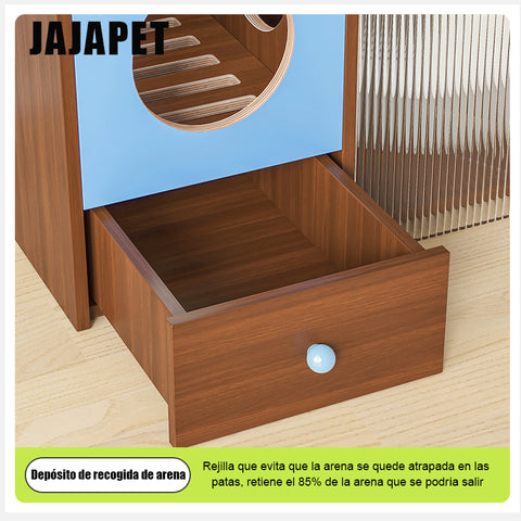 Arenero Discreto 3-en-1 JAJAPET – Mueble para Gatos 90 cm, Nogal, Control de Olores & Storage