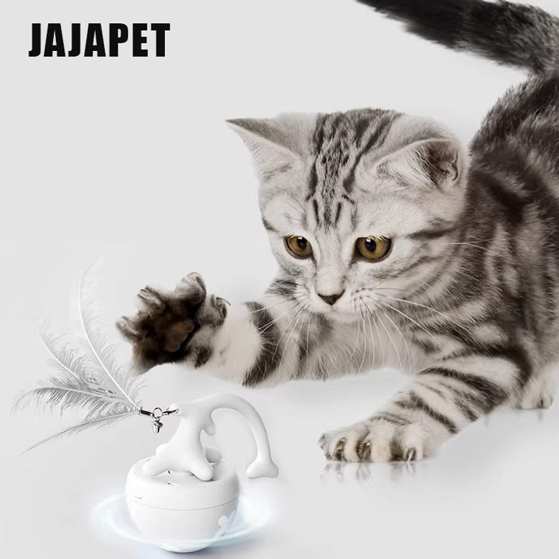 Pelota Giratoria Automática con Cola de Espina de Pescado Juguete Interactivo Inteligente para Gatos