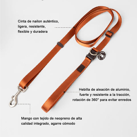 Correa 4-en-1 Manos Libres Nylon Premium, Hebilla 360° de Aluminio, Ajuste 120-200 cm para Paseos Sin Esfuerzo