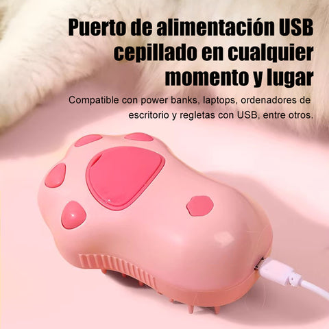 Cepillo de Masaje con Spray 3 en 1 para Gatos y Perros — Cepillado, Baño y Relajación en un Solo Paso