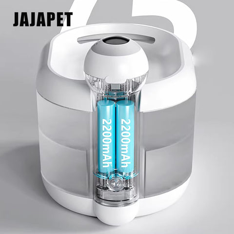 JAJAPET Fuente de Agua Inalámbrica para Mascotas — 2.2 L, Filtración Cuádruple, Sensor Inteligente y Motor Extraíbl