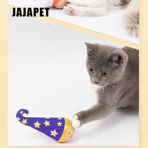 Muñeco Tentetieso de Haya con Catnip y Plumas JAJAPET | WobbleWood Interactivo para Gatos