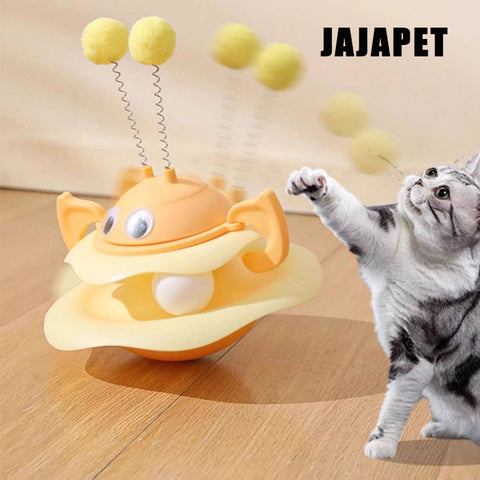Trompo Interactivo 360° para Gatos, Bola Oscilante y Pista Deslizante Antivuelco