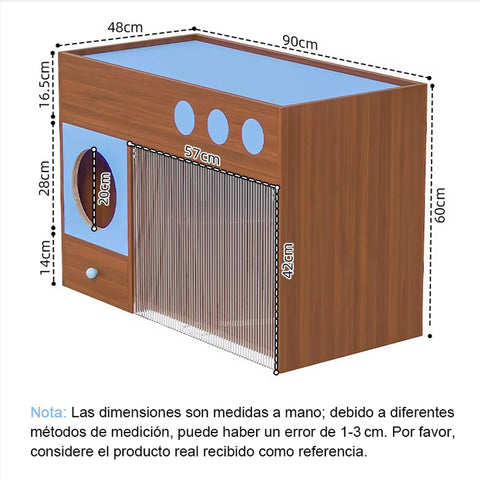 Arenero Discreto 3-en-1 JAJAPET – Mueble para Gatos 90 cm, Nogal, Control de Olores & Storage