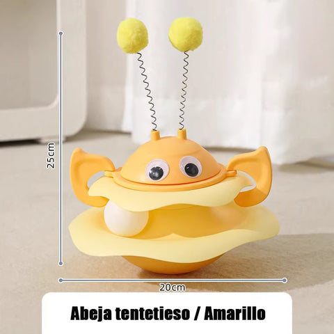 Trompo Interactivo 360° para Gatos, Bola Oscilante y Pista Deslizante Antivuelco