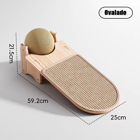 Rascador Multifuncional de Madera JAJAPET | Alfombra + Bola Sisal para Gatos
