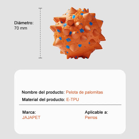 Pelota Indestructible E-TPU “Palomitas” para Perros Rebote Loco, Flotante y Limpieza Dental 360°
