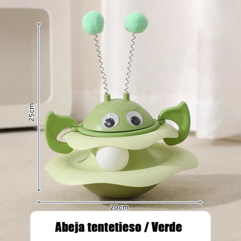 Trompo Interactivo 360° para Gatos, Bola Oscilante y Pista Deslizante Antivuelco