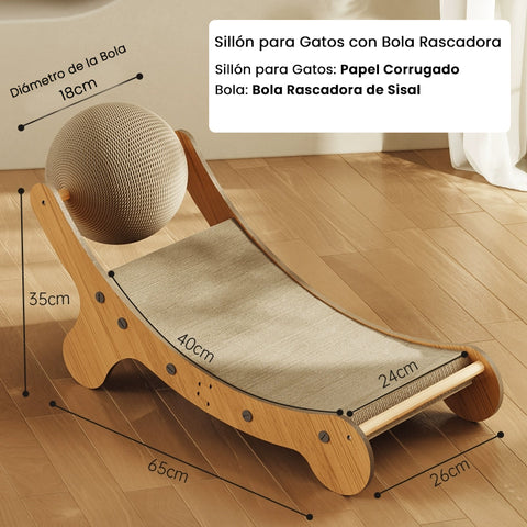 Cat Scratching Ball with Sisal – Vertical Cat Scratch Board & Play Center