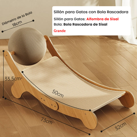 Cat Scratching Ball with Sisal – Vertical Cat Scratch Board & Play Center